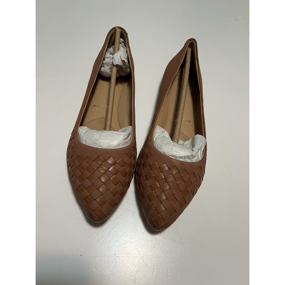 Signature Women's‎ Brown Woven Pointed Toe Ballet Flats Slip-On US 9.5